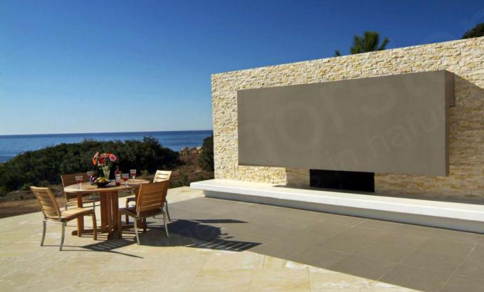 Ivory Rock Panels Modern Natural Stacked Stone Fireplace