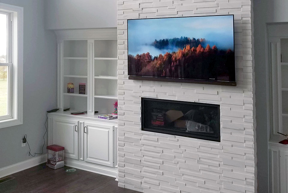 Aksent 3D White Marble Fireplace Veneer Installation