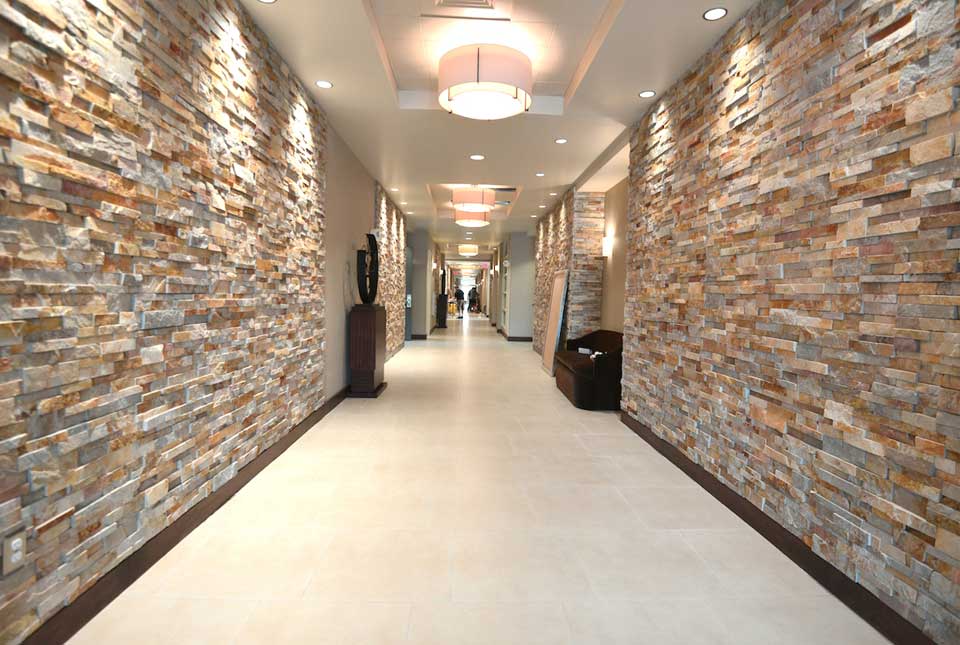 Gold Stacked Stacked Stone Hallway