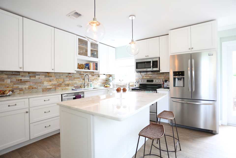 Gold Stacked Stone in Kitchen