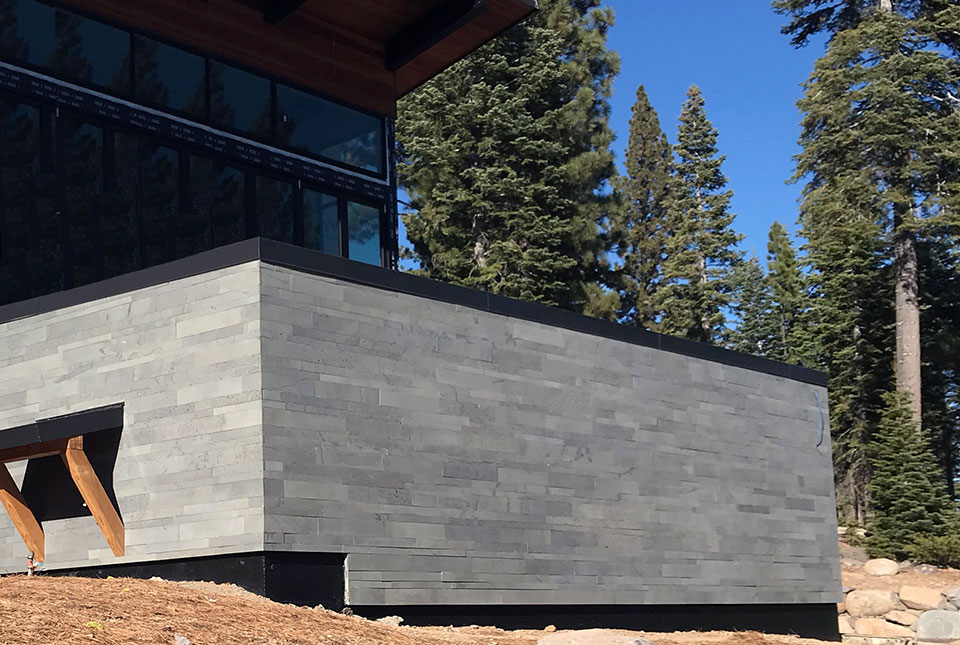 Platinum Grey Building Stone Planks Used for a Residential Facade