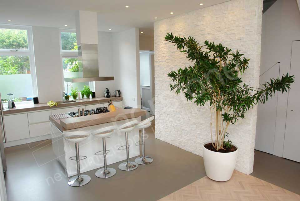 Arctic White Stacked Stone in Modern Kitchen