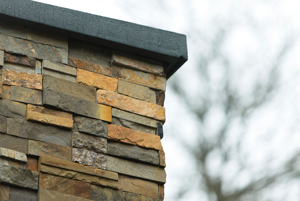 Ochre Rock on Exterior Chimney