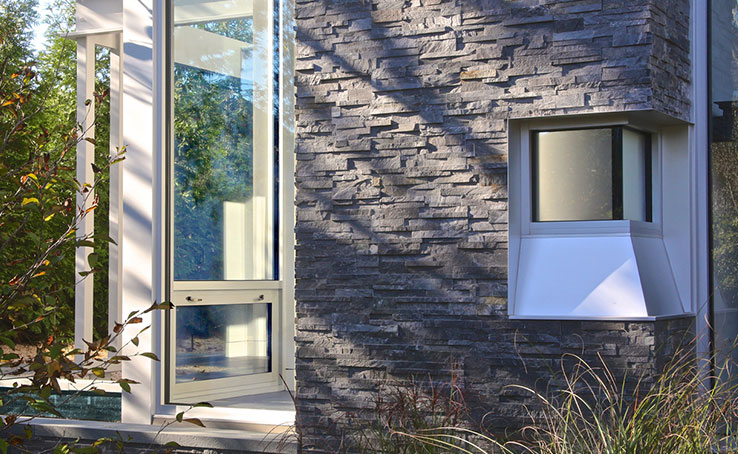 Grey Stone Column and Wainscot