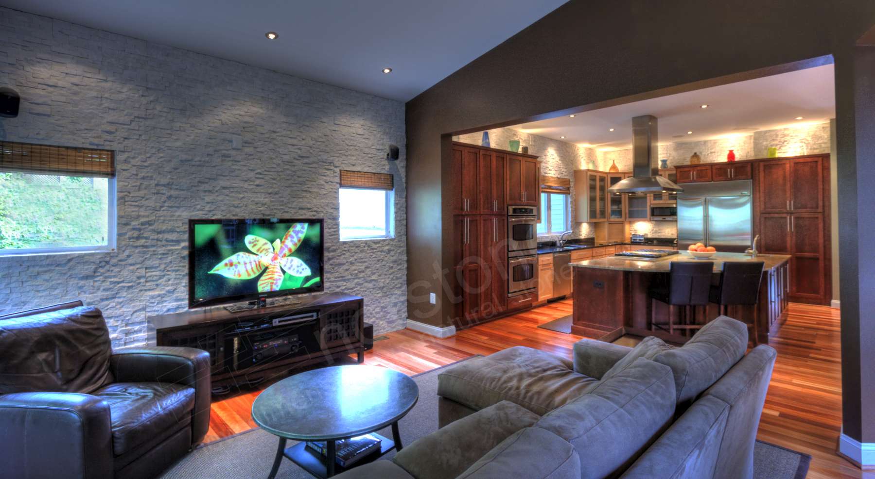 White Stacked Stone Accent Wall in Virginia