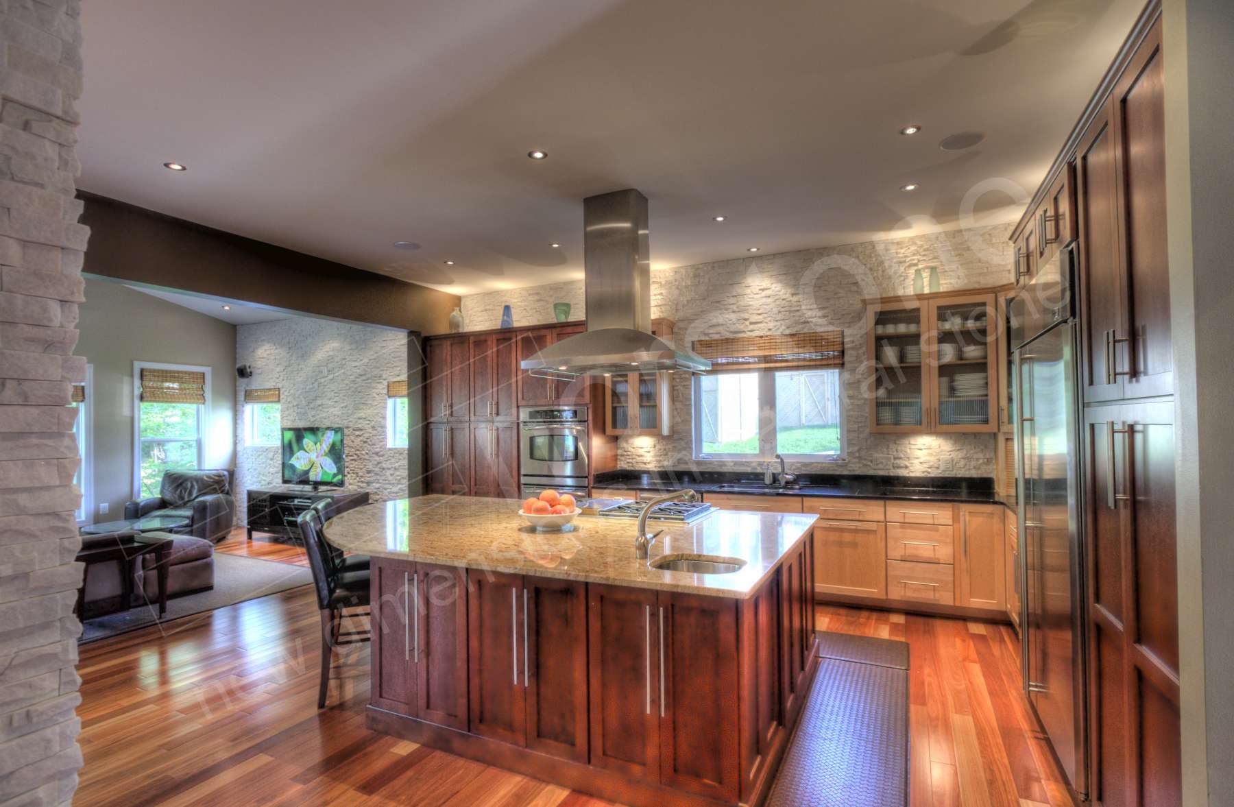 White Stacked Stone Backsplash in Virginia