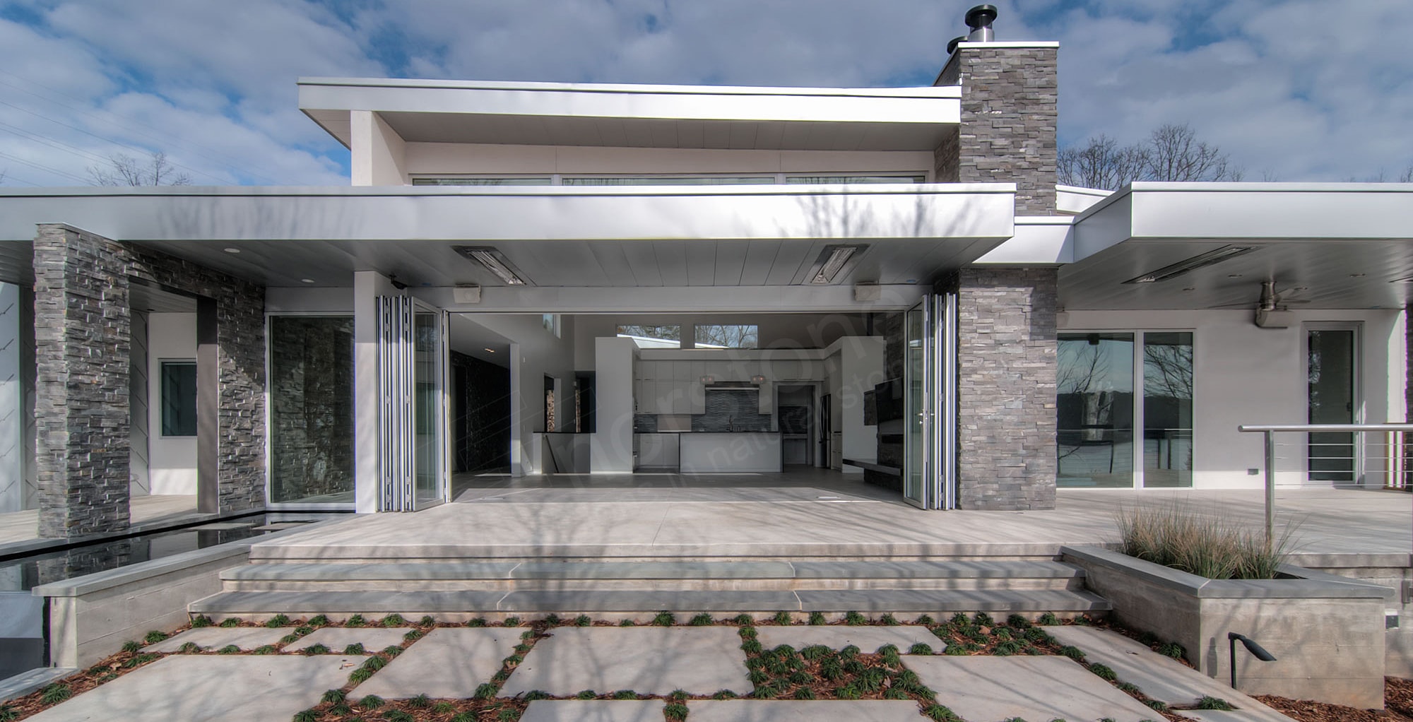 Modern Stacked Stone Patio in Asheville, NC