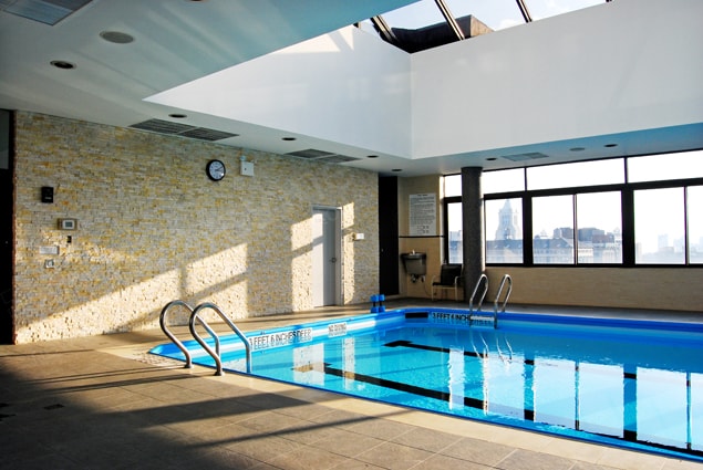 Indoor Pool Ledgestone Feature Wall on New York Rooftop